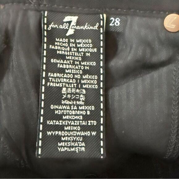 NWOT 7 FOR ALL MANKIND Ankle Gwenevere Black Jeans with Leopard Side Stripe - Picture 7 of 10